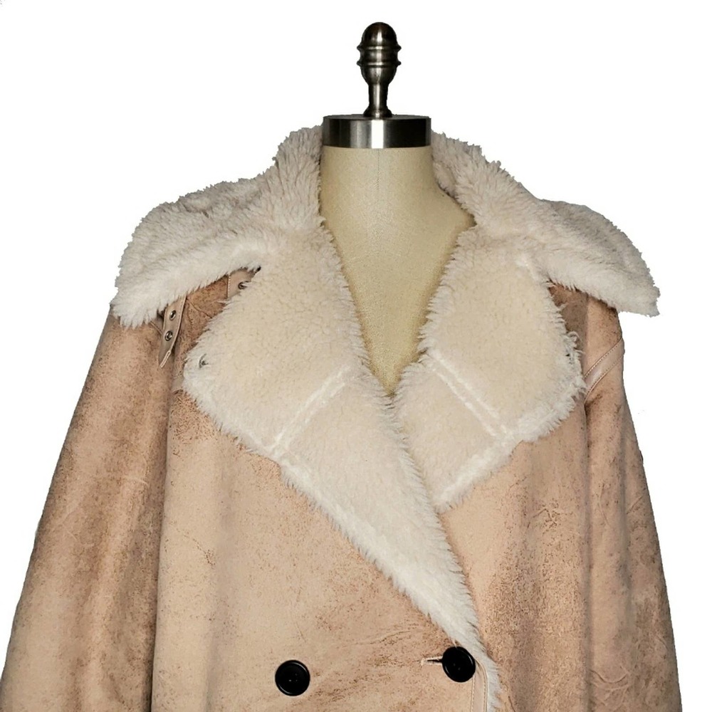 Avec Les Filles Asymmetrical Faux Shearling Coat - Picture 3 of 10
